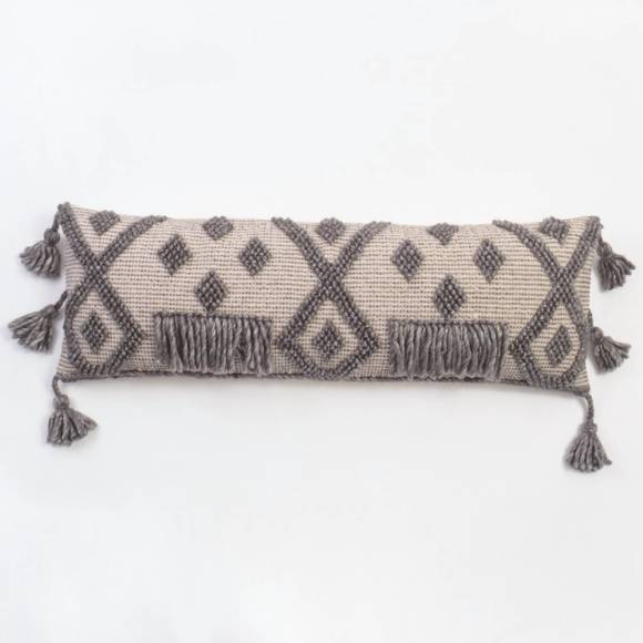 NEW MICKLER & CO. carlos bolster pillow in grey/beige